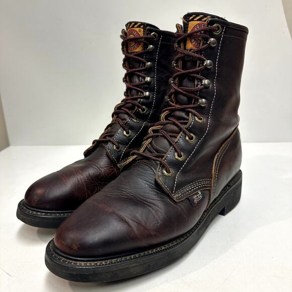 Justin Men's 761 8" Double Comfort Collection Work Boot Kiltie Made in USA 8.5 - Picture 1 of 10